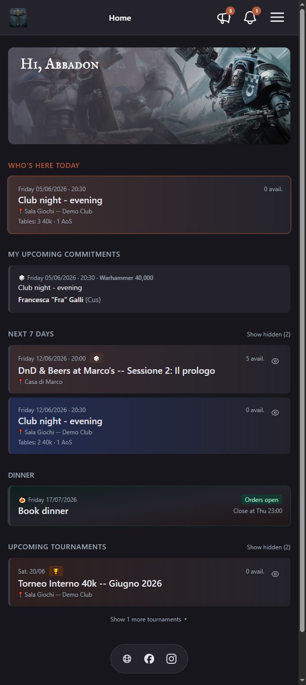 Home dashboard