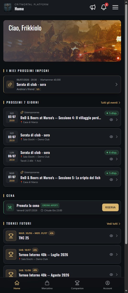 Schermata principale dell'app